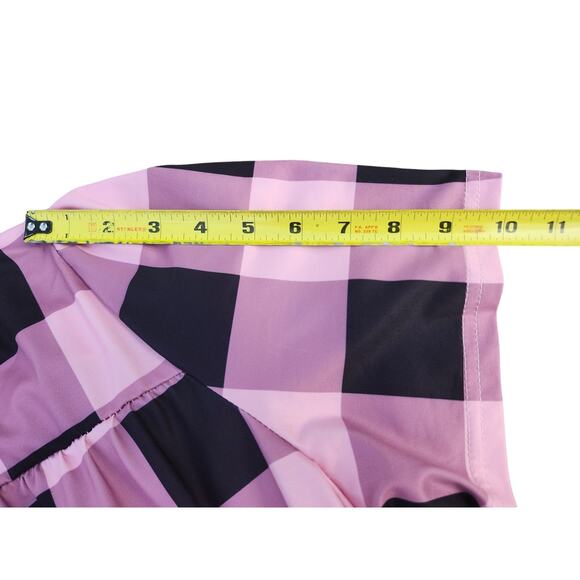 Pink & Black Buffalo Plaid 6XL Womens Top Short Sleeve Stretch Grunge Whimsygoth - Picture 4 of 8